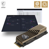 MSI SPATIUM M570 SSD 1TO con Heatsink - Unidad SSD Interna PCIe 5.0 NVMe M.2, Lectura 9500 MB/s, Escritura 8500 MB/s, 3D NAND, Seguridad de Datos integrada, Center - Garantía de 5 años (700 TBW)