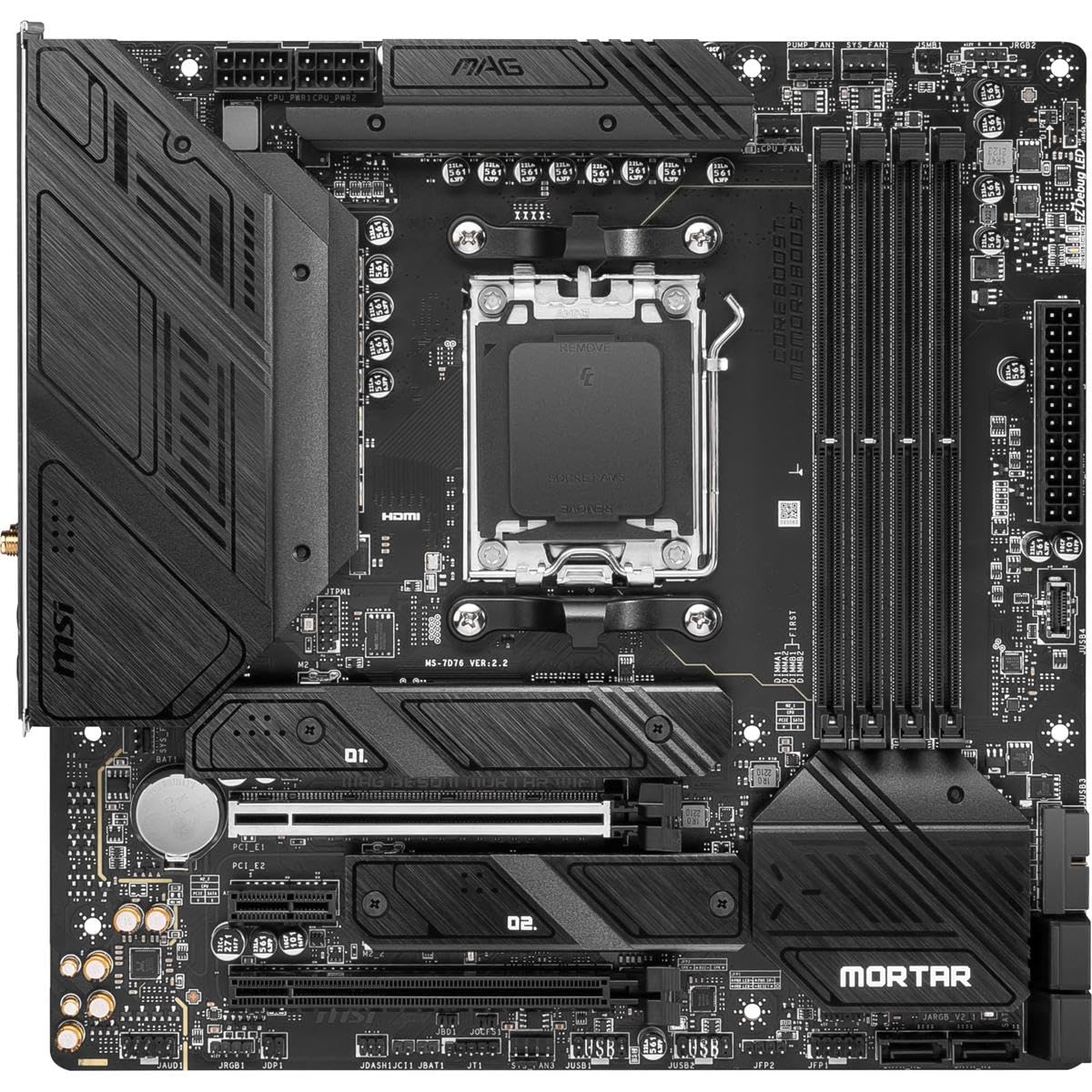 MSI mag B650M Mortar - Placa Base WiFi para Juegos (procesadores AMD Ryzen Serie 9000/8000/7000, AM5, DDR5, PCIe 4.0, Ranuras M.2, SATA 6Gb/s, USB 3.2 Gen 2, HDMI/DP, Wi-Fi 6E, Bluetooth 5.3, LAN de