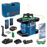 Bosch Professional Nivel láser giratorio sistema de 18V GRL 650 CHVG (láser verde, nivelación exterior, 1 batería 18 V 4,0 Ah + cargador, función aplicación, alcance: 650 m, en maletín de transporte)