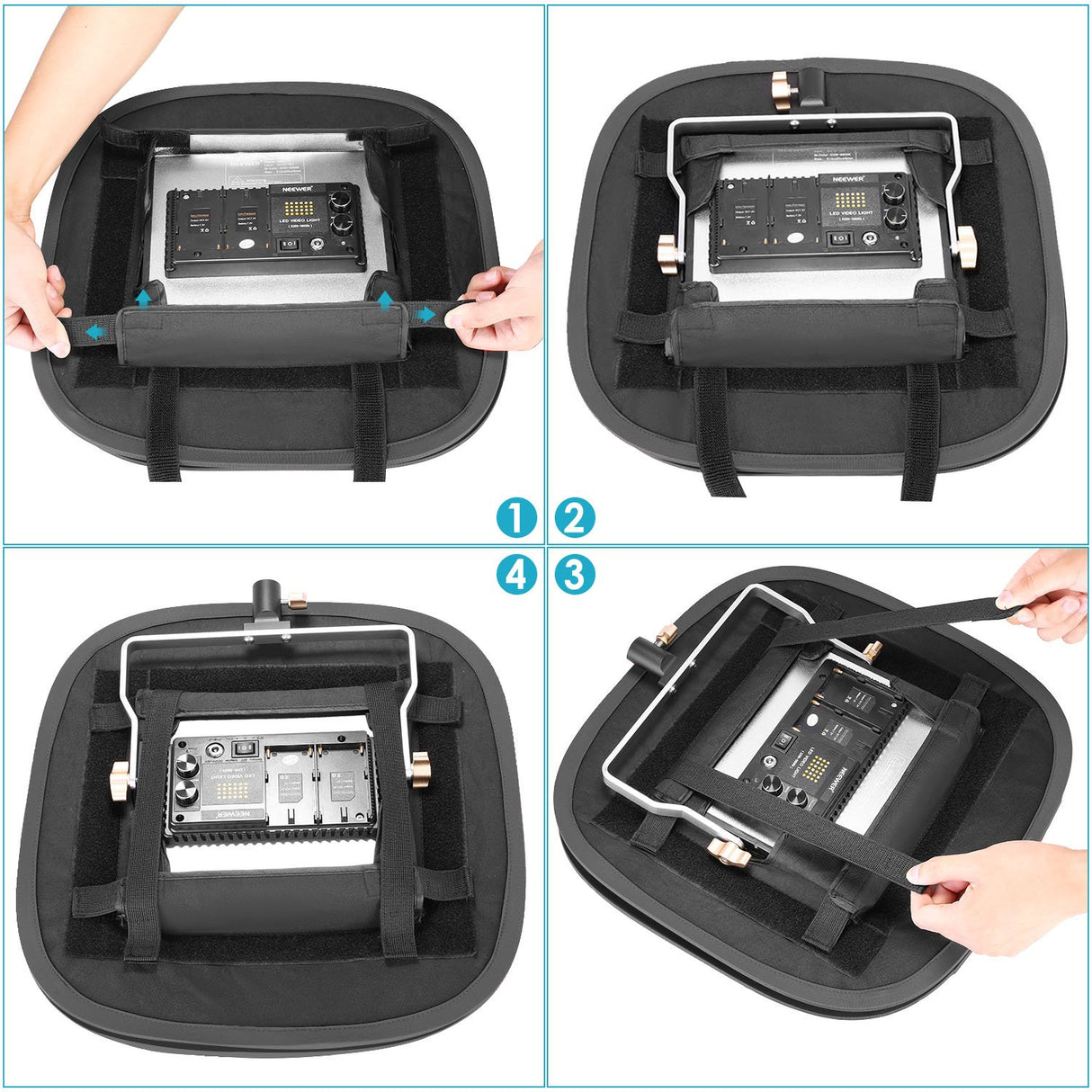 NEEWER Paquete de 2 Softbox de Panel de Luz LED para Luz de Video 660 480, Difusor de Luz Plegable Exterior 16.3"x6.5" Interior 9.8"x8.7" para Grabación de Video en Estudio Fotográfico