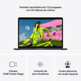 Apple MacBook Air de 13,6 Pulgadas con Chip M5: Pantalla Liquid Retina, CPU de 10 núcleos, GPU de 8 núcleos, 16 GB de Memoria unificada, 512 GB de SSD, Wi-Fi 7,Teclado español; Medianoche