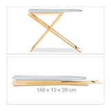 Relaxdays Tabla de Planchar Plegable Grande, Bambú, Gris, 39x124x95 cm