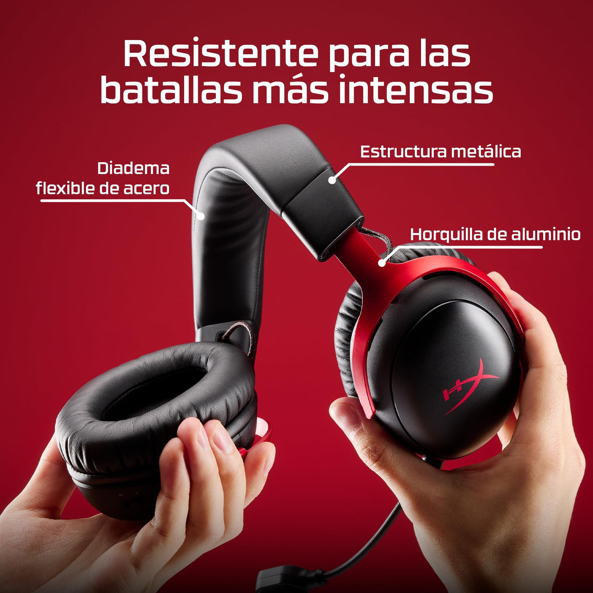 HyperX Cloud III S - Auriculares Gaming inalámbricos, Bluetooth, 2.4Ghz, PC, PS5, Xbox, Drivers 53 mm, DTS, micrófono 10mm, batería hasta 200h, Rojo-Negro