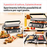 Braun MultiGrill 9 Pro CG 9160, Plancha Eléctrica con 2 Termostatos Independientes, 3 Posiciones de Cocinado, Placas Lavables en Lavavajillas, Sonda Térmica Integrada, 2200 W, Negro/Acero Inoxidable