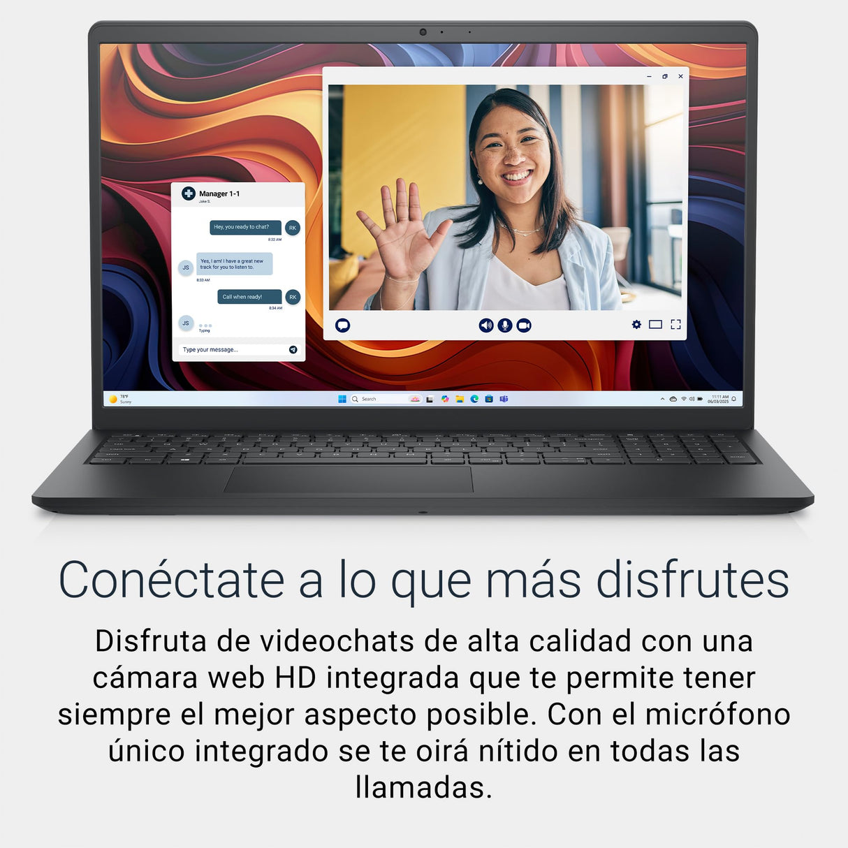 Dell 15 Portátil DC15255 – 15,6" FHD 120Hz, AMD Ryzen 7 7730U, 16GB RAM, 1TB SSD, AMD Gráficos Radeon™, Webcam HD, Windows 11 Home, Teclado QWERTY Español, Color Negro