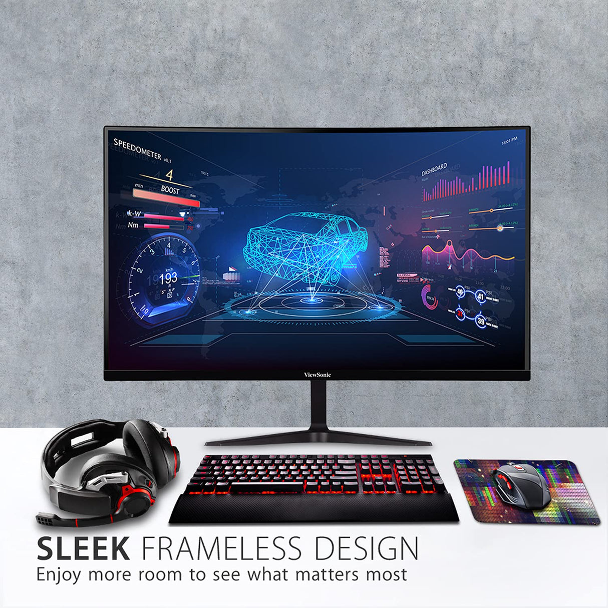 ViewSonic Monitor curvo VX2718-2KPC-MHD de 27», 2K, panel VA, 165 Hz, MPRT de 1 ms, sincronización adaptativa, 2 HDMI, DisplayPort, altavoces
