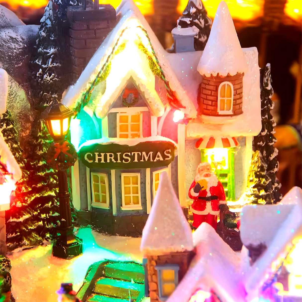 Avilia Pueblo de Navidad en Movimiento con música y Luces LED 37 x 55 x 33 cm – Fabricado con Materiales Resistentes y es Ideal para Decorar tu casa en Las Fiestas navideñas