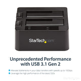 StarTech.com Docking Station de 2 Bahías - USB 3.1 a SATA - USB 3.1 (10 Gbps) - SATA I/II/III de 2,5/3,5" - Base de Acoplamiento SSD/HDD - de Intercambio en Caliente - Carga Superior (SDOCK2U313)