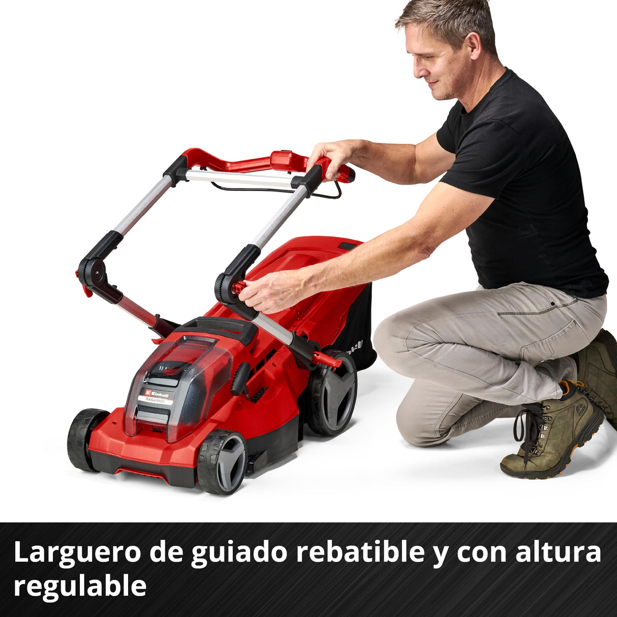 Einhell Cortacésped inalámbrico RASARRO 36/36 Kit Power X-Change (36 V, 36 cm de Ancho de Corte, hasta 400 m², Cesta de 45 L, Altura de Corte de 25-75 mm, Incluye 2 baterías de 3,0 Ah Plus + 2