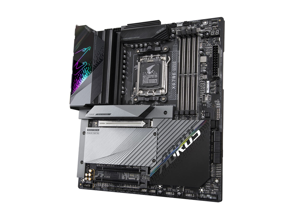 GIGABYTE X670E Aorus Master (AM5/LGA 1718/AMD X670E/EATX/DDR5/Quad M.2, PCIe 5.0/USB 3.2 Gen2X2 Type-C/Intel WiFi 6E/Intel 2.5GbE LAN/Q-Flash Plus/Placa Base para Juegos)
