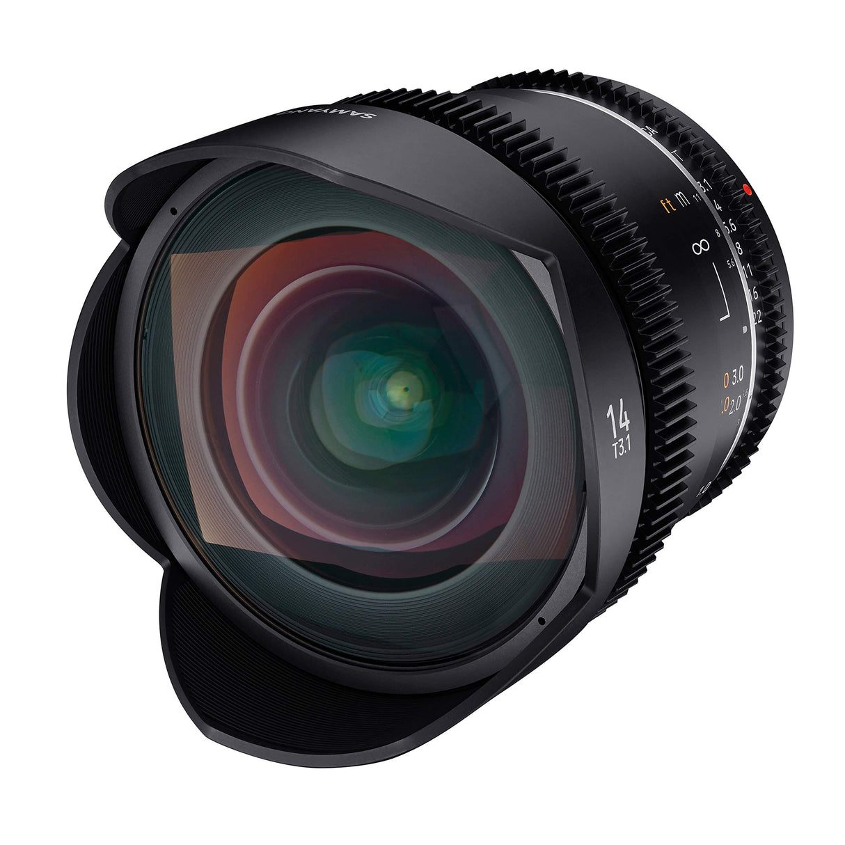 Samyang MF 14 mm T3,1 VDSLR MK2 Nikon F – Lente de Gran Angular T3.1 Ultra Gran Angular Cine y vídeo para Nikon F Mount, 14 mm de Distancia Focal Fija, Follow Focus Coronas dentadas de Formato