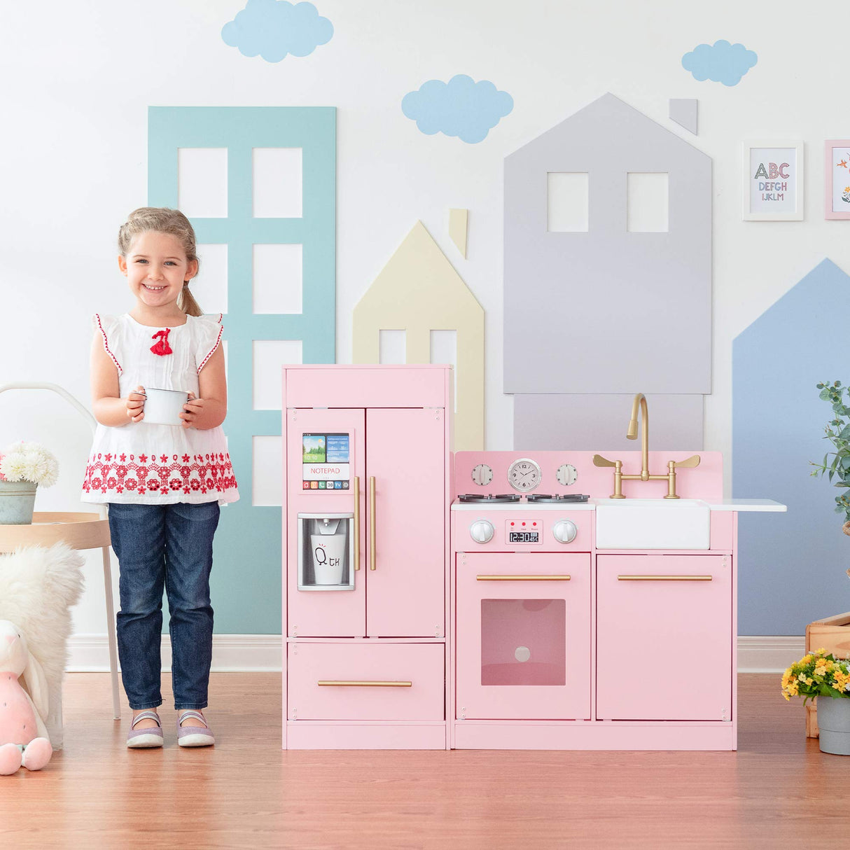 Rosa Cocina de Juguete de Madera de Teamson Kids Horno Niños TD-12302P