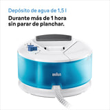 Braun CareStyle Compact Steam Generator, Plancha de Vapor con Suela FreeGlide 3D, Presión de 6 bar, Gran Depósito de Agua de 1,5 l, Función Eco, IS2143BL, Blanco Azul
