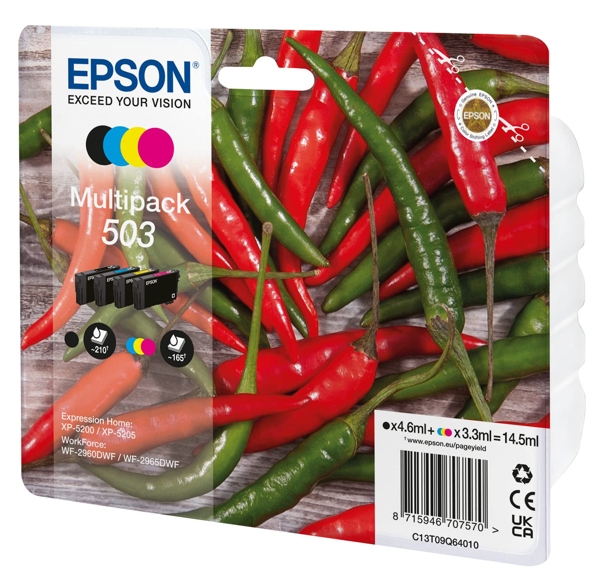 Epson Tinta Original Multipack 4 Colores 503 - Cartucho Negro, Cian, Magenta y Amarillo en Tamaño Estándar