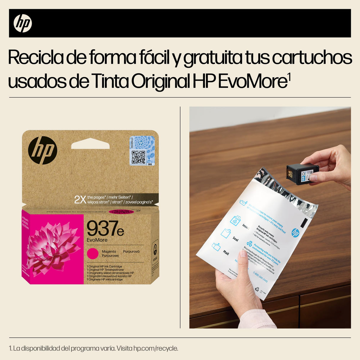 HP 937e EvoMore Magenta 4S6W7NE, Cartucho de Tinta Original Compatible con Impresoras OfficeJet 9110, 9120, 9130, 9720 e 9730