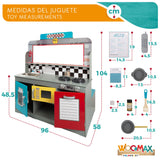 WOOMAX Cocina de Juguete con luz y Sonido, Cocinita de Madera Infantil, Bar Retro, Medidas 90,2x58,4x104,1cm, Juguete para niños y niñas (85287)