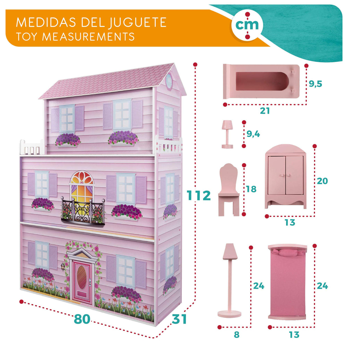 WOOMAX - Casa de muñecas de Madera (ColorBaby 85293)