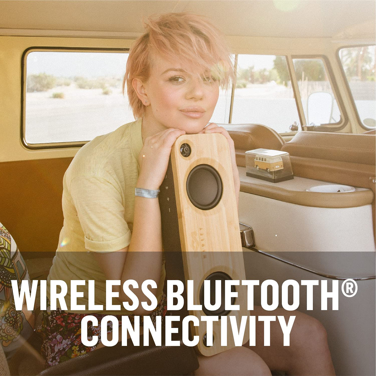 Marley Get Together Altavoz Portátil con Bluetooth - Parlante Inalámbrico con Entrada Auxiliar, USB, Woofers, Materiales Sustentables, Bambú, Tela REWIND, Aluminio Reciclado – Negro