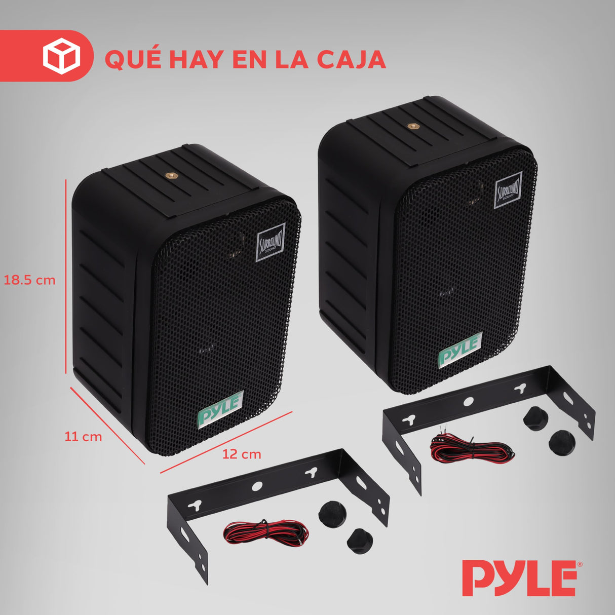 Pyle par de altavoces marinos, Woofer de 3.5”, Tweeter 1, Potencia de 300V Montaje en pared, Techo, Interiores, Exteriores