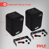 Pyle par de altavoces marinos, Woofer de 3.5”, Tweeter 1, Potencia de 300V Montaje en pared, Techo, Interiores, Exteriores