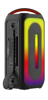 Majestic Flame 66 Pro – Altavoz de Fiesta Bluetooth, Luces LED, entradas USB/Micro SD/AUX/Mic/Guitar, micrófono, Mando a Distancia, TWS, batería Recargable, asa y Correa de Transporte