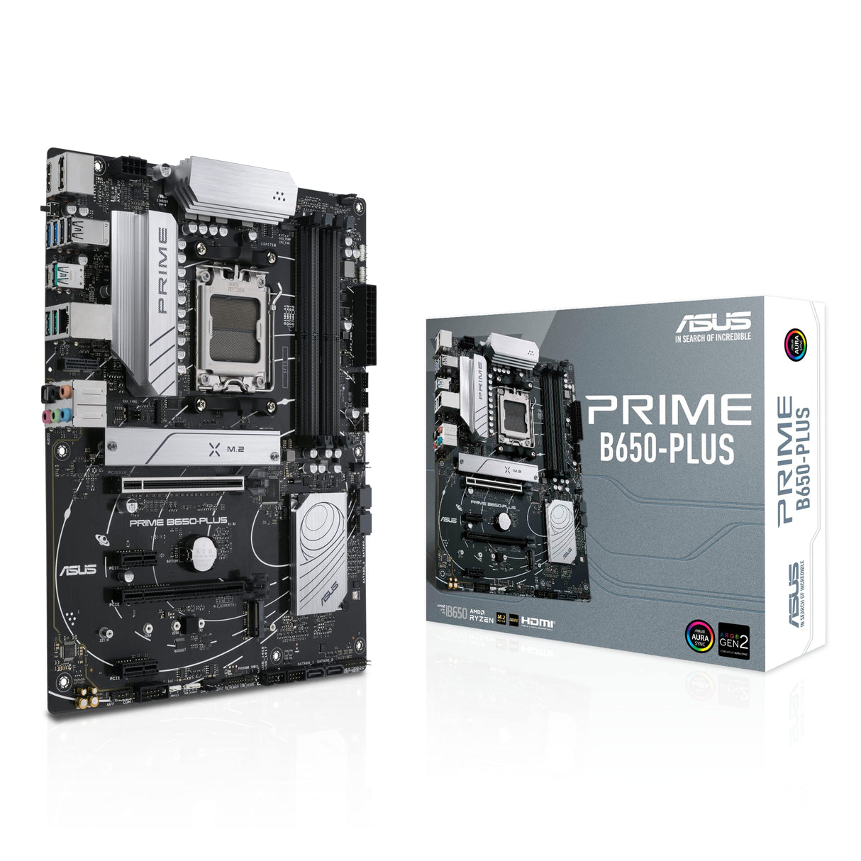 ASUS PRIME B650-PLUS - Placa base AMD B650 ATX (DDR5, PCIe 5.0 M.2, 2.5Gb Ethernet, DisplayPort, HDMI, SATA 6 Gbps, USB 3.2 Gen 2, Gen 1 Tipo C frontal, BIOS FlashBack, USB4, Aura Sync)