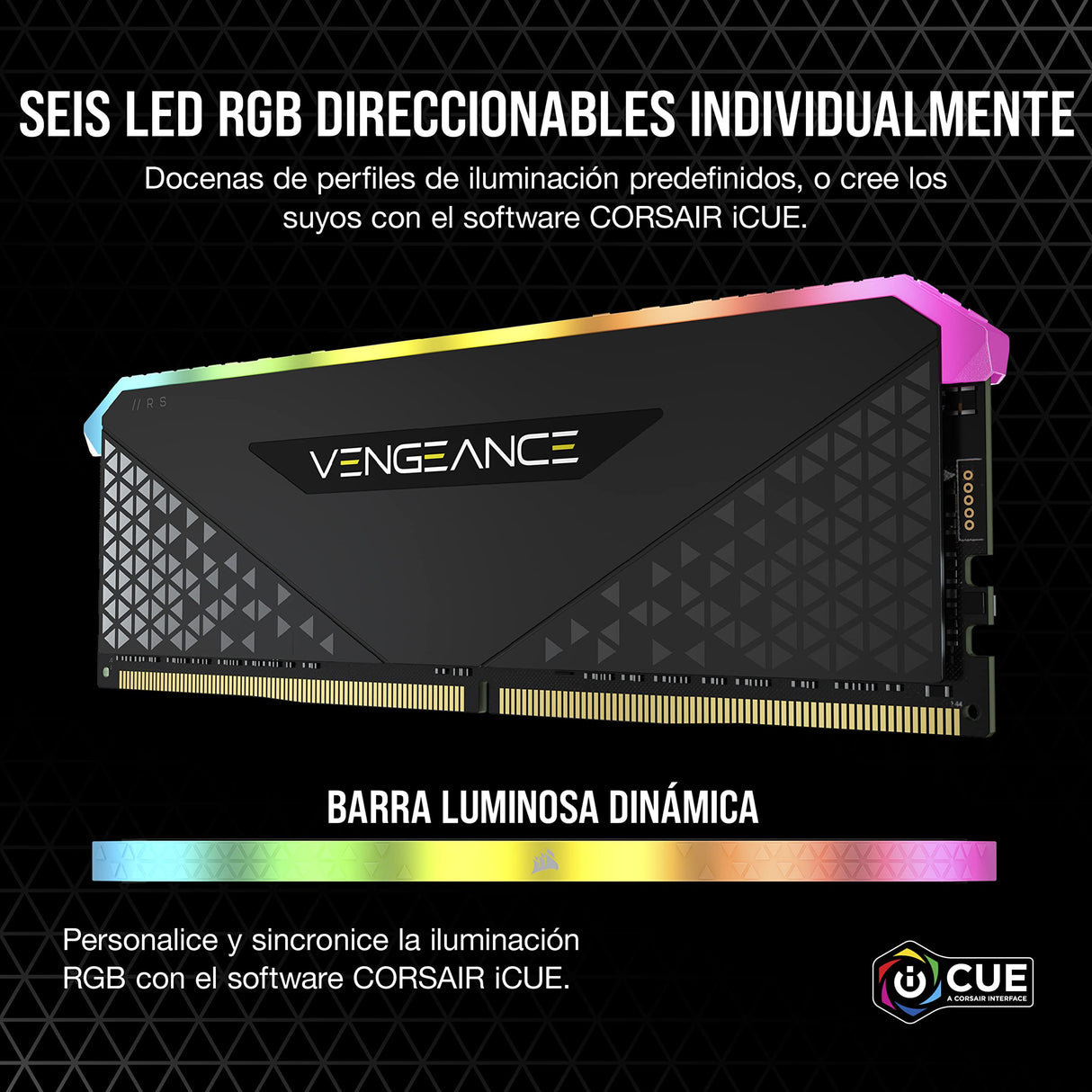 Corsair Vengeance RGB RS 64GB (2x32GB) DDR4 3600MHz C18 Memoria de Sobremesa (Iluminación Dinámica RGB, Tiempos de Respuesta Reducidos, Compatible con Intel & AMD 400/500 Series) Negro