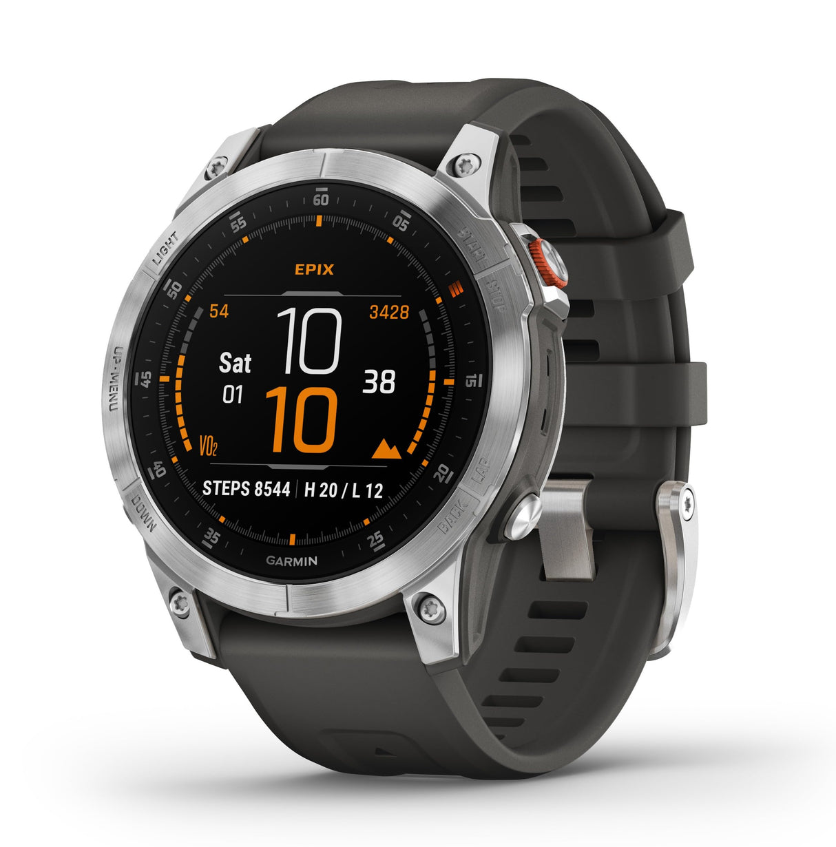 Garmin EPIX 2 - Reloj GPS Multideporte con Pantalla táctil AMOLED, Funciones Superiores, frecuencia cardíaca, mapas y música, Plata Gris