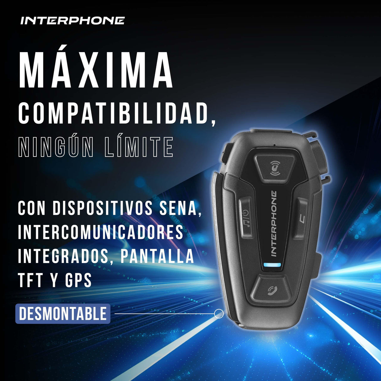 Interphone U-COM 8R Intercomunicador Casco Moto con tecnología Mesh 2.0, 24 Dispositivos a 1,6 km de Distancia, intercomunicador Compatible con TFT y GPS, Accesorios Moto, 18h de batería y Grado IP67