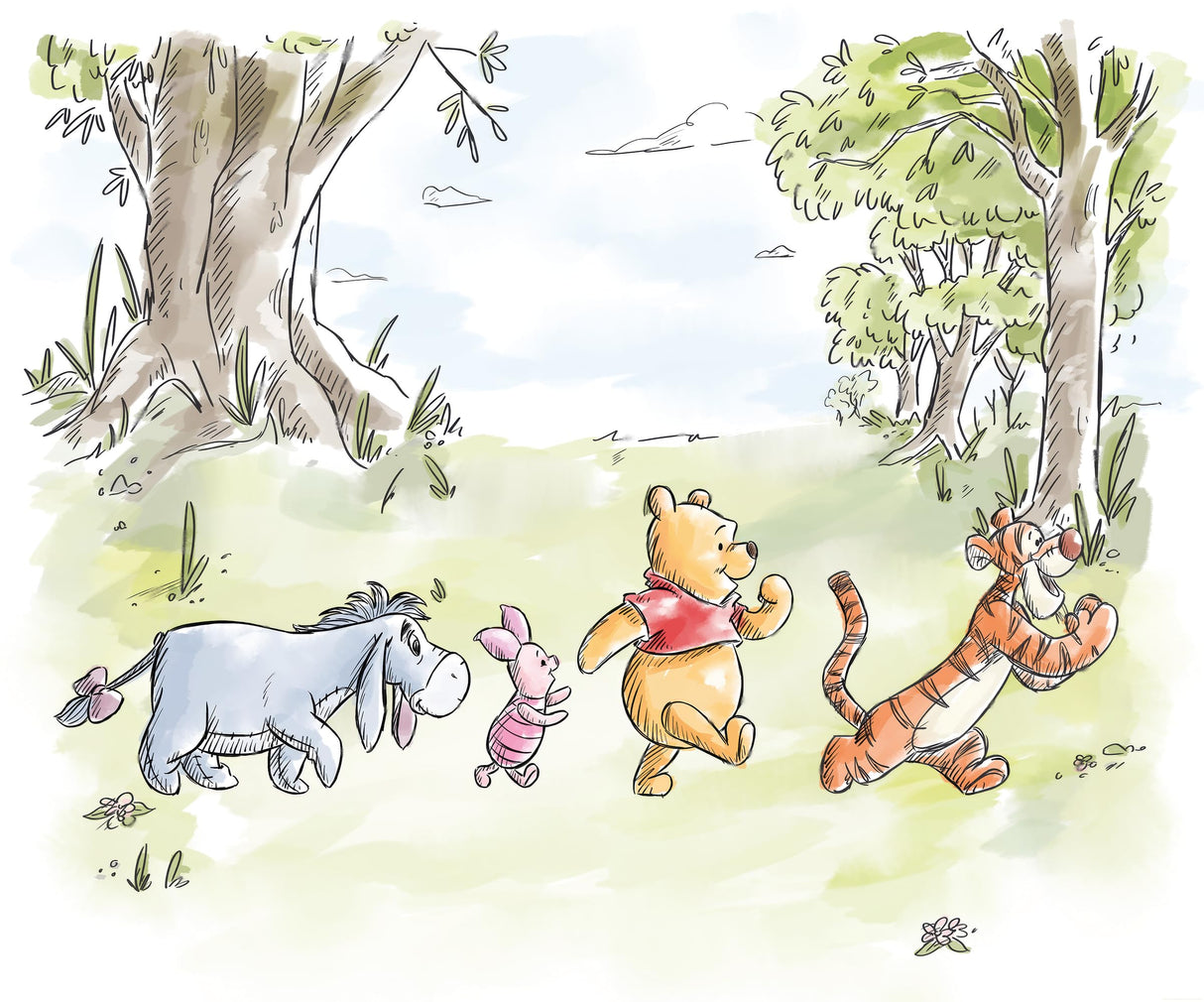 Komar WTD - Papel pintado fotográfico para habitación infantil (300 x 250 cm), diseño de Winnie the Pooh Walk Together de Disney