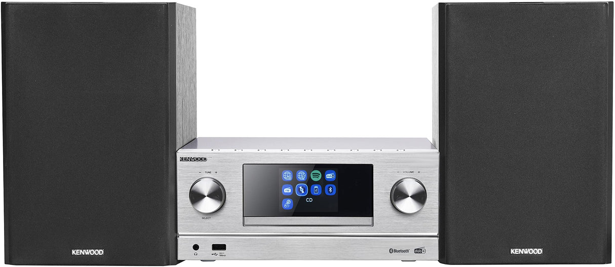 Kenwood M-9000S-S - Micro Sistema Hi-Fi con CD, Dab +, Radio por Internet, Spotify, FM, Bluetooth, USB y Gran Pantalla a Color TFT
