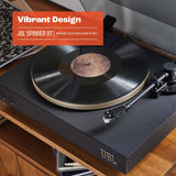 JBL Spinner BT, Tocadiscos Bluetooth con AptX-HD, cabezal extraíble, plato de aluminio y transmisión por correa, cartucho magnético móvil preinstalado, en negro y dorado