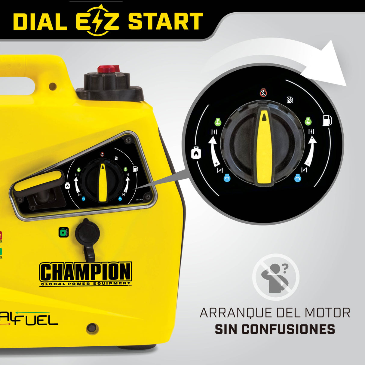 Champion Power Equipment Generador Gasolina + Gas (2000 W, inversor, generador con pantalla LED, doble combustible, extremadamente silencioso) 8200i-E-DF-EU