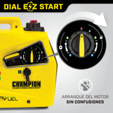 Champion Power Equipment Generador Gasolina + Gas (2000 W, inversor, generador con pantalla LED, doble combustible, extremadamente silencioso) 8200i-E-DF-EU