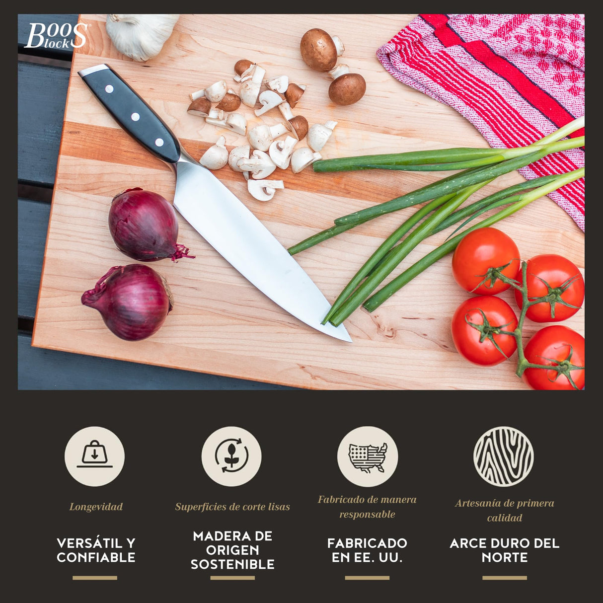 Boos Block Tabla Cortar Cocina Profesional - Madera dura de arce duro de América del Norte - Reversible - Tabla Madera Cocina Grande – 51 x 38 x 3 cm