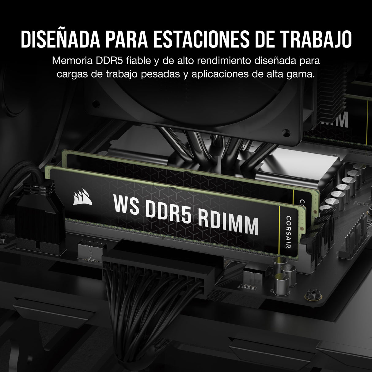 CORSAIR WS DDR5 ECC RDIMM 128GB (8x16GB) 5600MHz CL40 Intel XMP 3.0 Memoria para Estaciones de Trabajo - Negro (CMA128GX5M8B5600C40)