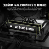 CORSAIR WS DDR5 ECC RDIMM 128GB (8x16GB) 5600MHz CL40 Intel XMP 3.0 Memoria para Estaciones de Trabajo - Negro (CMA128GX5M8B5600C40)