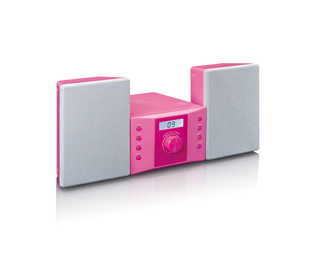 Lenco 810025 mc-013pk Sistema estéreo Compacto para niños con Reproductor de CD y Pantalla LCD Entrada aux 2 x 2w rms con Pegatinas Rosa