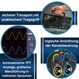 PeakTech, 1400, Osciloscopio digital compacto de 2 canales, Osciloscopio de 5 MHz de ancho de banda, velocidad de muestreo rápida de 100 MS/s, conexión USB, incluye software para PC