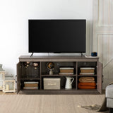 Zinus Wade Mueble TV - Mueble TV 147x67x40 cm - Mueble con armario - Diseño estilo granja - Gris