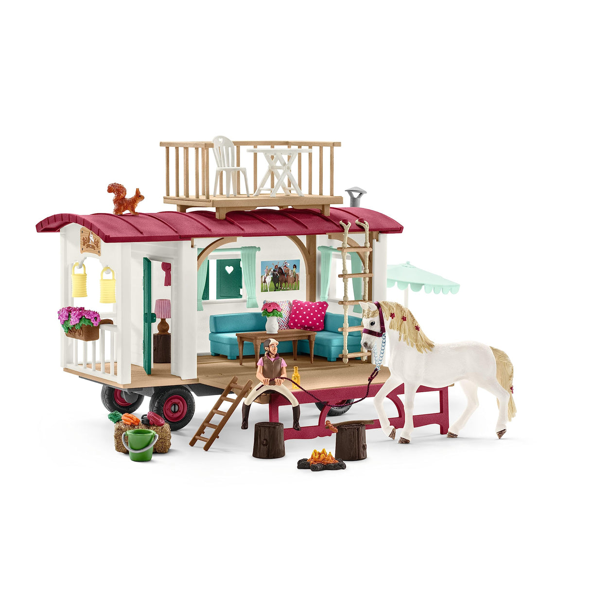 Schleich 72205 Acampada con la Caravana, a Partir de 5 años, Horse Club - playset, 73 x 23 x 23 cm
