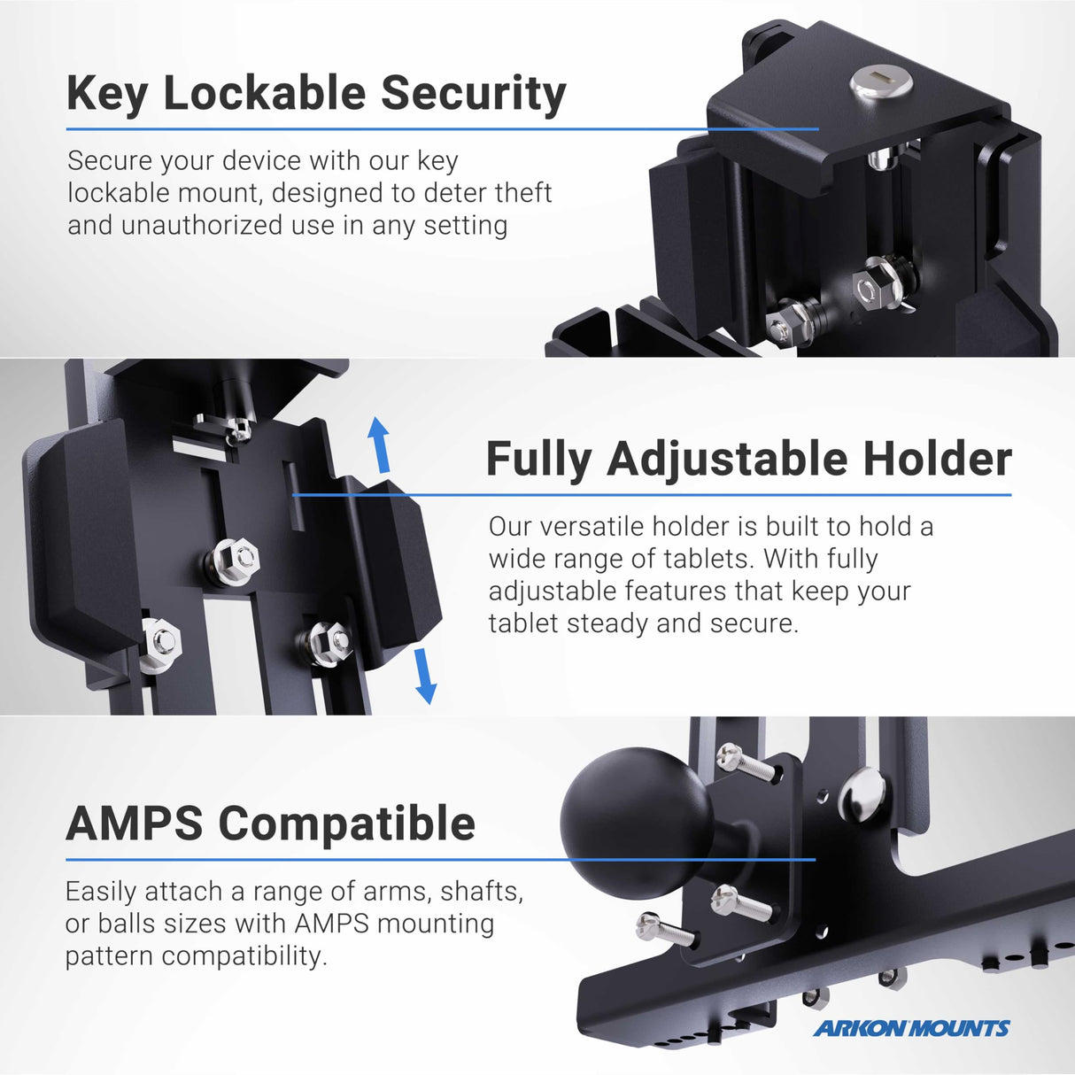 Arkon Robust Forklift Pillar - Soporte para Tablet, Color Negro