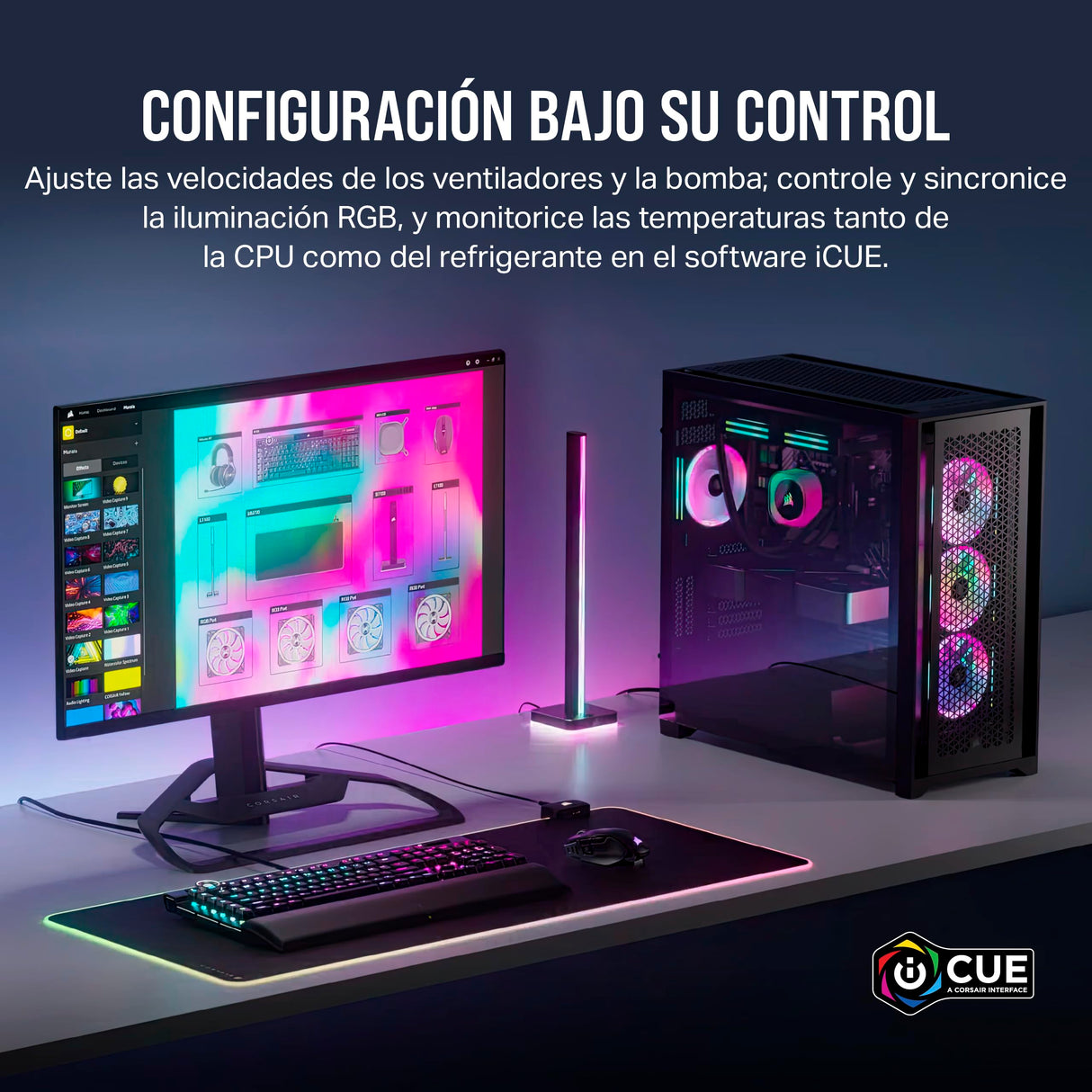 Corsair iCUE Link QX120 RGB 120mm de Cúpula Magnética Ventiladores de Triple Kit de Inicio con Concentrador de Sistema iCUE Link - Negro