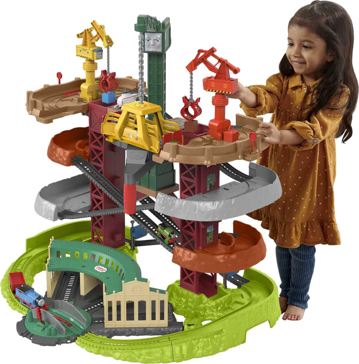 Conjunto de juego motorizado de supertorre de trenes y grúas de Thomas & Friends