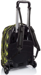 Seven Mochila con ruedas, NEW Tech TARTAN Bolsa con ruedas para libros, 3 en 1, Mochila Desmontable+Trolley, para chicos&chicas Para la escuela, Deporte, Tiempo libre, Funda para portátil, verde