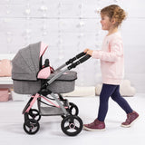 Bayer Design 17533AA Cochecito de muñecas City MAX con Bolsa, Regulable en Altura, Ruedas Delanteras giratorias, Convertible en Silla Paseo, Cesta Integrado