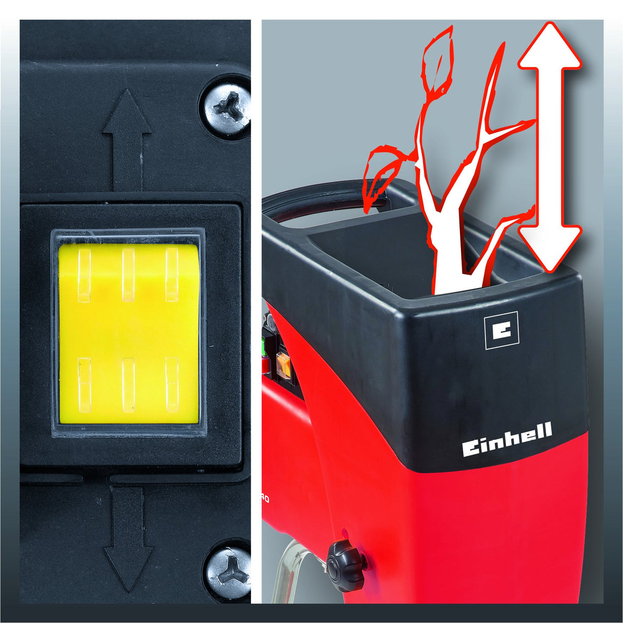 Einhell GC-RS 2540 - Biotrituradora eléctrica silenciosa (potencia de 2000 W, 230 V, 93 dB, ralentí de 40 min-1), color rojo y negro