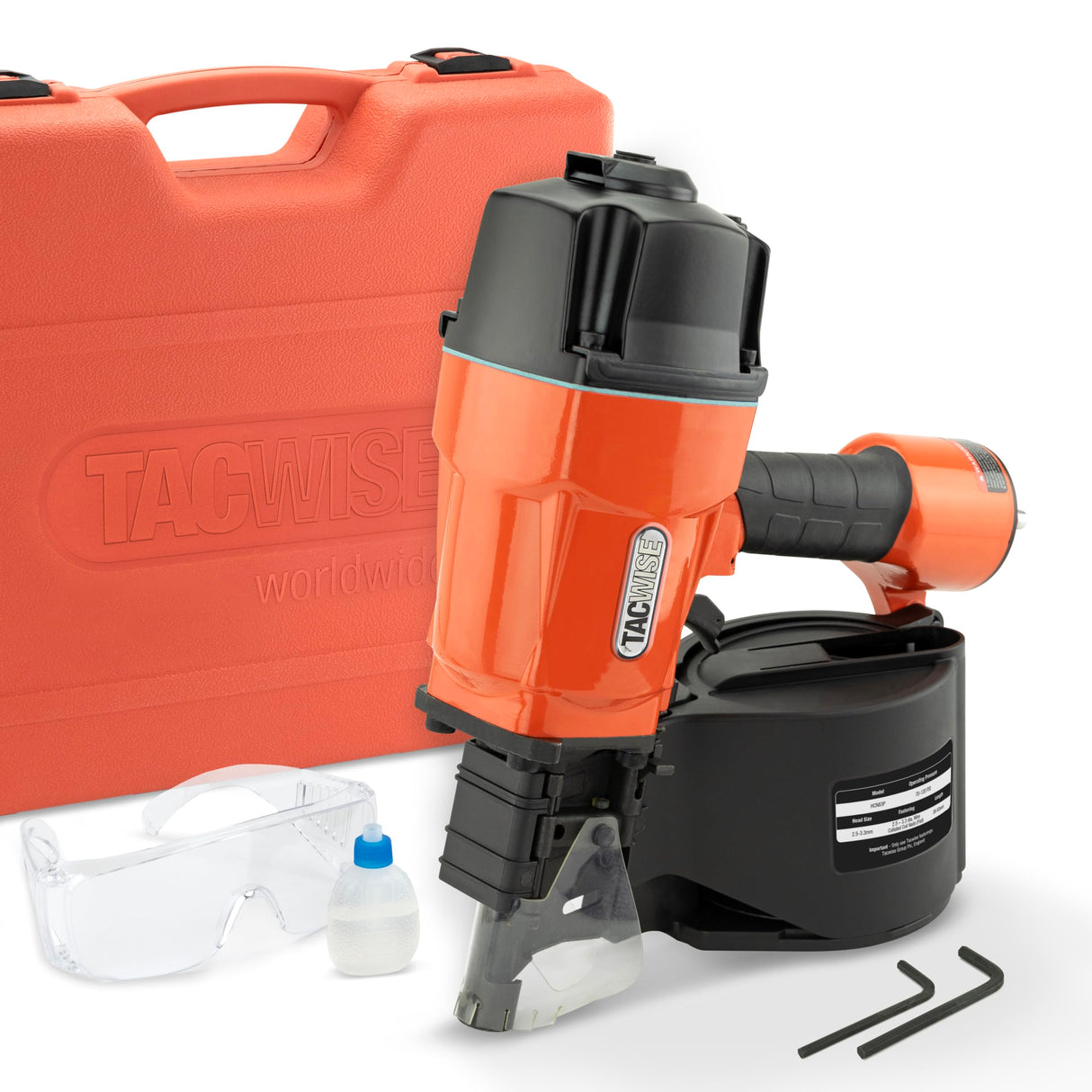 Tacwise HCN83P Clavadora Neumática de Bobina, Utiliza Clavos en Bobina Plana de 38-83 mm