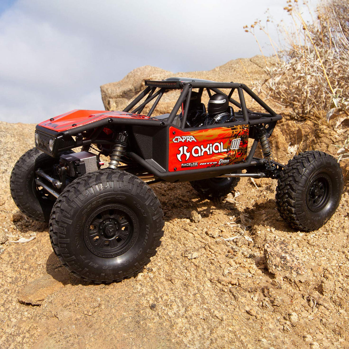 Axial AXI03000B 1/10 Capra 1.9 Unlimited 4WD Trail Buggy Cepillado, RTR RC Crawler, Rojo