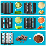Cortador de verduras eléctrico, 250 W, cortador eléctrico de verduras, acero inoxidable, rallador de queso de acero inoxidable, gran calibre actualizado, multifuncional, con 5 cuchillas para